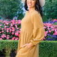 Ribbed Knit Raglan Tunic In Mustard
