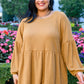 Ribbed Knit Raglan Tunic In Mustard
