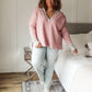 Mia Waffle Knit Long Sleeve In Pink