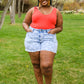 Mid-Rise Star Print Acid Wash Shorts