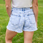Mid-Rise Star Print Acid Wash Shorts