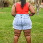 Mid-Rise Star Print Acid Wash Shorts