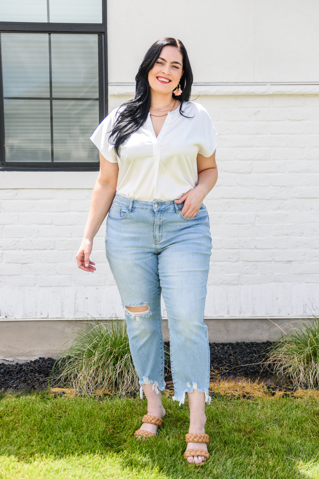 Judy Blue Mid-rise Destroyed Hem Boyfriend Jeans