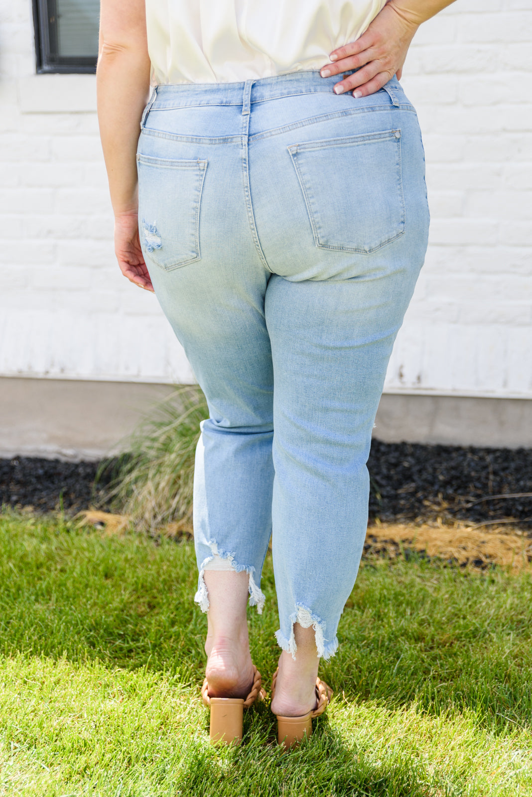 Judy Blue Mid-rise Destroyed Hem Boyfriend Jeans