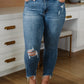 Judy Blue Midrise Destructed Hem Slim Fit