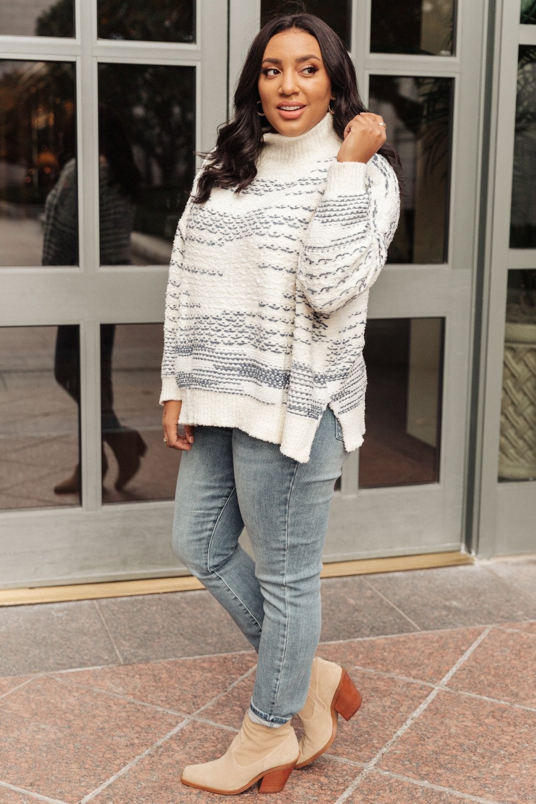 RACK SALE Missin The Sea Sweater in Ivory/Blue - MEDIUM