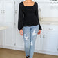 My Heart Is Yours Gathered Long Sleeve Top In Black