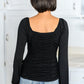 My Heart Is Yours Gathered Long Sleeve Top In Black