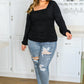 My Heart Is Yours Gathered Long Sleeve Top In Black
