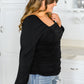 My Heart Is Yours Gathered Long Sleeve Top In Black