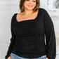 My Heart Is Yours Gathered Long Sleeve Top In Black