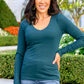 My Own Way V Neck Ribbed Top In Pine
