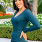 My Own Way V Neck Ribbed Top In Pine
