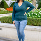 My Own Way V Neck Ribbed Top In Pine