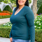 My Own Way V Neck Ribbed Top In Pine