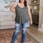 Never Not Loving V-Neck Cami in Gray Green