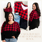 V Neck Buffalo Plaid Top In Red & Black