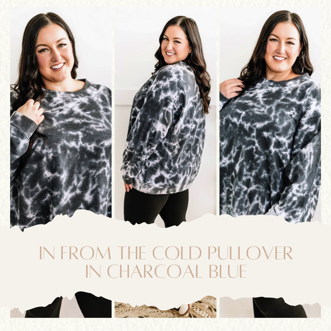 In From The Cold Pullover In Charcoal Blue
