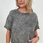 French Terry Acid Wash Raw Edge Crop Top - Multiple colors
