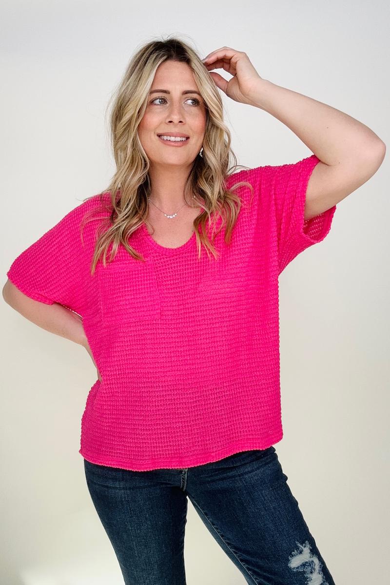 Jacquard Short Sleeve Knit Top