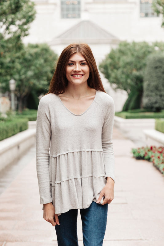 Nicely Done Tiered Top in Gray