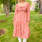 Now Is Your Chance Floral Midi Dress In Rust