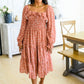 Now Is Your Chance Floral Midi Dress In Rust