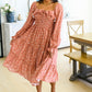 Now Is Your Chance Floral Midi Dress In Rust