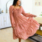 Now Is Your Chance Floral Midi Dress In Rust