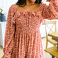 Now Is Your Chance Floral Midi Dress In Rust