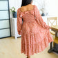 Now Is Your Chance Floral Midi Dress In Rust