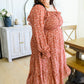 Now Is Your Chance Floral Midi Dress In Rust