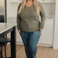 On a Roll Ribbed Knit V Neck Long Sleeve Top