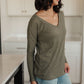 On a Roll Ribbed Knit V Neck Long Sleeve Top