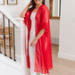One Way Trip Kimono in Cherry Red