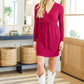 Only You Surplice Neck Sparkle Knit Dress In Magenta