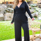Onward & Upward Faux Wrap Jumpsuit In Black
