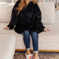 Oversized Velour Blanket Hoodie in Black