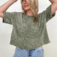 French Terry Acid Wash Raw Edge Crop Top - Multiple colors
