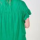 Woven Button Down Ruffle Sleeve Top - Multiple Colors
