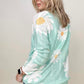 Daisy Print Crew Neck Loose Knit Top