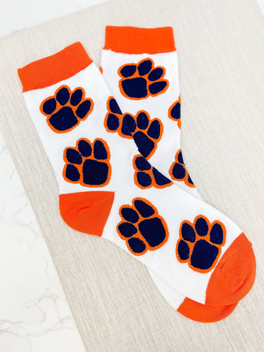 PREORDER: Game Day Paw Print Crew Socks in Assorted Colors