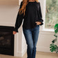 Peaceful Moments Smocked Sleeve Blouse in Black