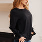 Peaceful Moments Smocked Sleeve Blouse in Black