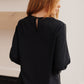 Peaceful Moments Smocked Sleeve Blouse in Black
