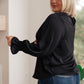 Peaceful Moments Smocked Sleeve Blouse in Black