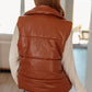 Persistence Pays Off Faux Leather Puffer Vest