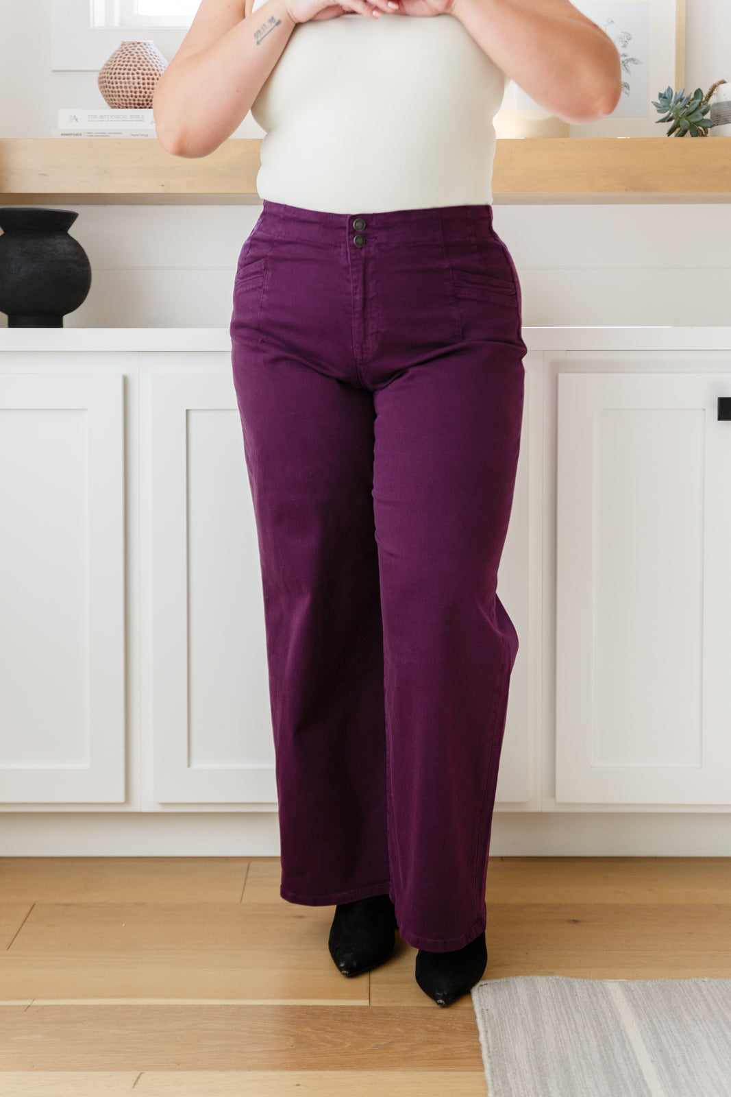 Mica High Rise Wide Leg Jeans in Plum
