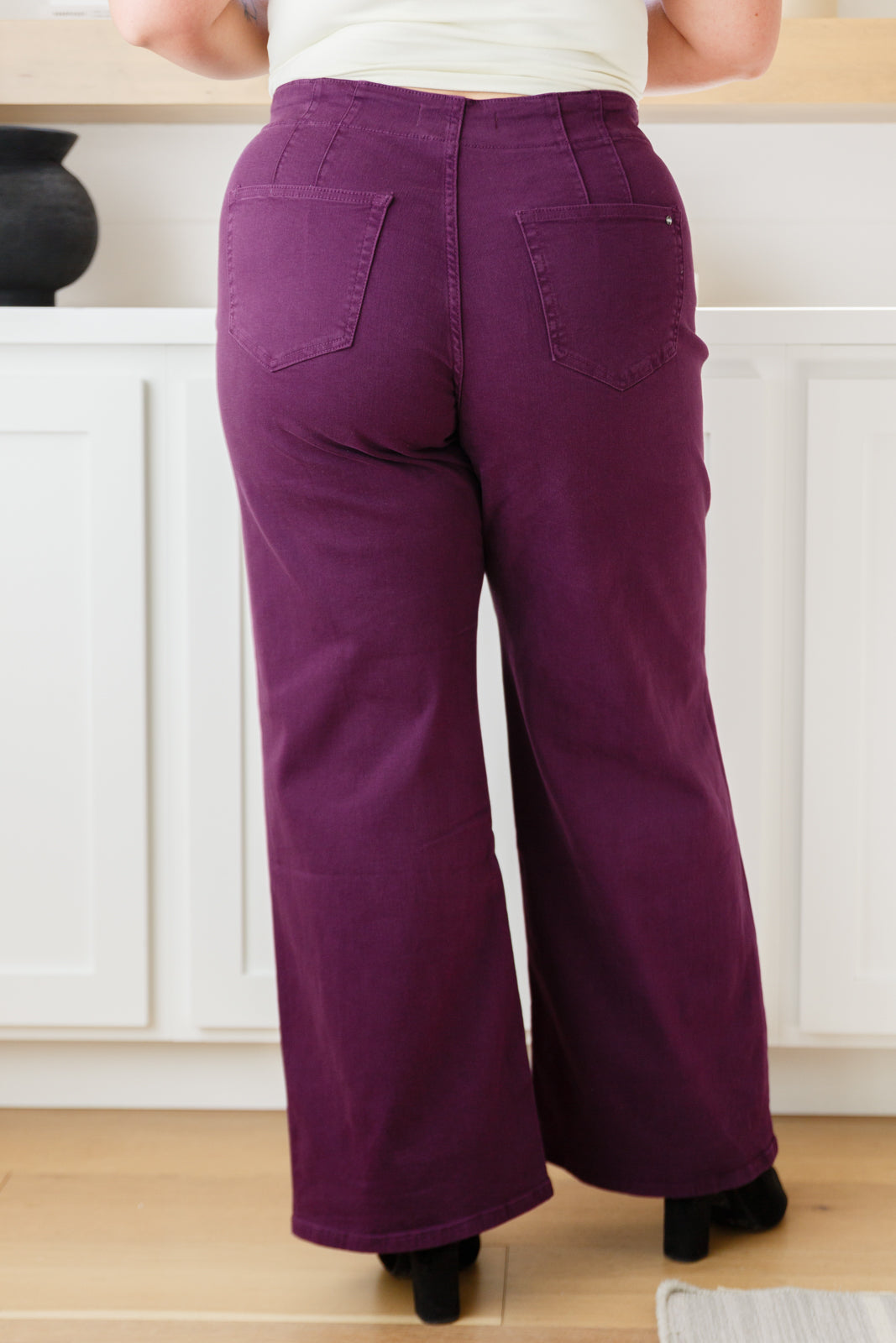 Mica High Rise Wide Leg Jeans in Plum