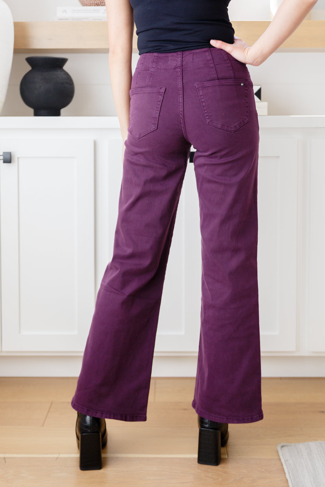 Mica High Rise Wide Leg Jeans in Plum